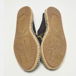 Pre Owned حذاء إسبادريل فلات ساتان أسود سي إتش كارولينا هيريرا مقاس 38