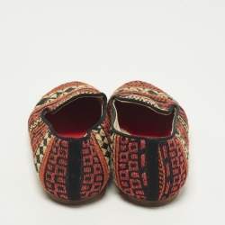 مملوكة مسبقًا CH Carolina Herrera Size 37 Multicolor Woven Fabric Smoking Slippers