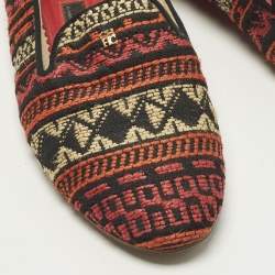 مملوكة مسبقًا CH Carolina Herrera Size 37 Multicolor Woven Fabric Smoking Slippers