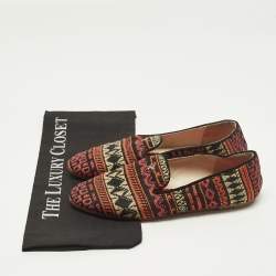 مملوكة مسبقًا CH Carolina Herrera Size 37 Multicolor Woven Fabric Smoking Slippers