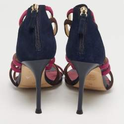 Pre Owned صندل سي إتش كارولينا هيريرا سويدي متعدد الألوان سير كاحل مقاس 38