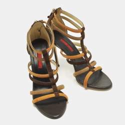 Pre Owned صندل سي إتش كارولينا هيريرا سويدي متعدد الألوان بحزام على الكاحل مقاس 38