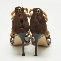 Pre Owned صندل سي إتش كارولينا هيريرا سويدي متعدد الألوان بحزام على الكاحل مقاس 38