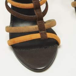 Pre Owned صندل سي إتش كارولينا هيريرا سويدي متعدد الألوان بحزام على الكاحل مقاس 38