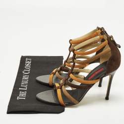 Pre Owned صندل سي إتش كارولينا هيريرا سويدي متعدد الألوان بحزام على الكاحل مقاس 38