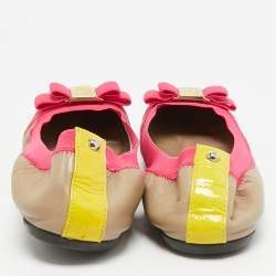 Pre Owned CH Carolina Herrera Size 38 Multicolor Leather and Patent Leather Scrunch Ballet Flats