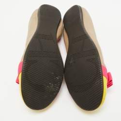 Pre Owned CH Carolina Herrera Size 38 Multicolor Leather and Patent Leather Scrunch Ballet Flats