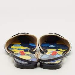 Pre Owned صندل سليب-باك سي إتش كارولينا هيريرا أول حرف إنسيجنيا دينم أزرق كحلي وجلد مقاس 39