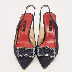 مملوكة مسبقًا حذاء كعب عالي سي إتش كارولينا هيريرا سويدي أسود مزخرف كريستال بإبزيم فتحة كعب مقاس 40