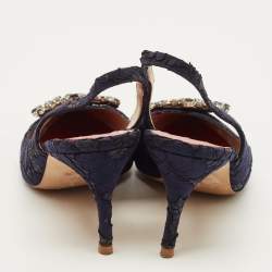 مملوكة مسبقًا حذاء كعب عالي سي إتش كارولينا هيريرا سويدي أسود مزخرف كريستال بإبزيم فتحة كعب مقاس 40