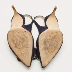 مملوكة مسبقًا حذاء كعب عالي سي إتش كارولينا هيريرا سويدي أسود مزخرف كريستال بإبزيم فتحة كعب مقاس 40