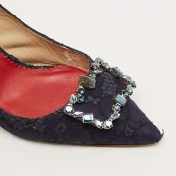 مملوكة مسبقًا حذاء كعب عالي سي إتش كارولينا هيريرا سويدي أسود مزخرف كريستال بإبزيم فتحة كعب مقاس 40