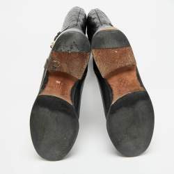 Pre Owned حذاء بوت سي إتش كارولينا هيريرا جلد أسود بطول الركبة مقاس 38