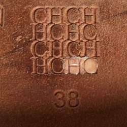 Pre Owned حذاء بوت سي إتش كارولينا هيريرا جلد أسود بطول الركبة مقاس 38