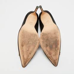 Pre Owned CH Carolina Herrera Size 40 Black Satin Crystal Embellished Pumps