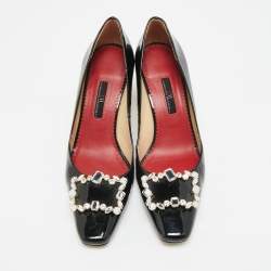 Pre Owned CH Carolina Herrera Size 38 Black Patent Leather Pumps