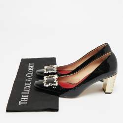 Pre Owned CH Carolina Herrera Size 38 Black Patent Leather Pumps