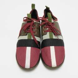 Pre Owned CH Carolina Herrera Size 40 Multicolor Knit Fabric and Leather Low Top Sneakers