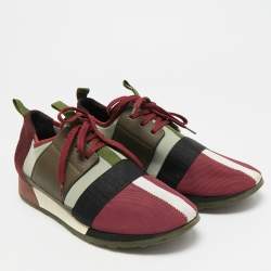 Pre Owned CH Carolina Herrera Size 40 Multicolor Knit Fabric and Leather Low Top Sneakers