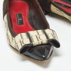 مملوكة مسبقًا Ch Carolina Herrera Size 36 Brown/Cream Suede and Monogram Coated Canvas Ballet Flats