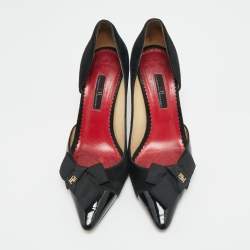 مملوكة مسبقًا CH Carolina Herrera Size 37 Black Suede and Patent Leather Pointed Toe D'orsay Pumps