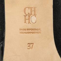 مملوكة مسبقًا CH Carolina Herrera Size 37 Black Suede and Patent Leather Pointed Toe D'orsay Pumps