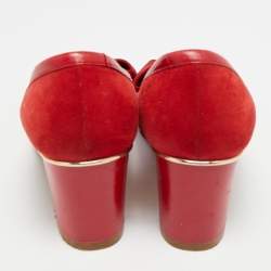 مملوكة مسبقًا CH Carolina Herrera Size 36 Red Suede Bow Pointed Pumps