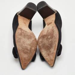 Pre Owned CH Carolina Herrera Bow Size 38 Black Leather and Suede Pointed Toe Pumps
