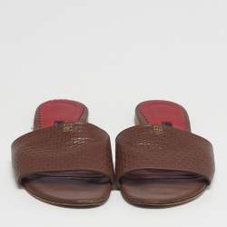 مملوكة مسبقًا CH Carolina Herrera Size 38 Brown Leather Flat Slides