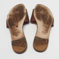 مملوكة مسبقًا CH Carolina Herrera Size 38 Brown Leather Flat Slides