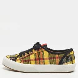 Pre Owned CH Carolina Herrera Size 38 Multicolor Check Canvas Low Top Sneakers