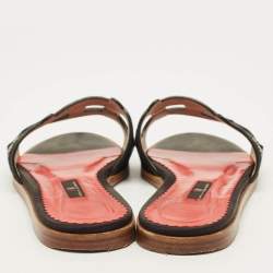 Pre Owned CH Carolina Herrera Size 38 Black Suede Crystal Embellished Flat Slides