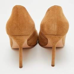 Pre Owned CH Carolina Herrera Size 38 Brown Suede Pointed Toe Pumps