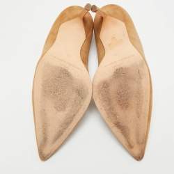 Pre Owned CH Carolina Herrera Size 38 Brown Suede Pointed Toe Pumps
