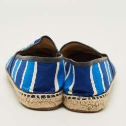 Pre Owned حذاء فلات إسبادريل سي إتش كارولينا هيريرا قماش وجلد مخطط أزرق/أبيض مقاس 38