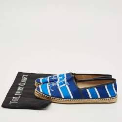 Pre Owned حذاء فلات إسبادريل سي إتش كارولينا هيريرا قماش وجلد مخطط أزرق/أبيض مقاس 38