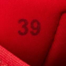 Pre Owned CH Carolina Herrera Size 39 Red/Navy Blue Fabric, Leather and Suede Low Top Sneakers