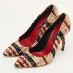 مملوكة مسبقًا CH Carolina Herrera Size 40 Multicolor Check Tweed Pointed Toe Pumps
