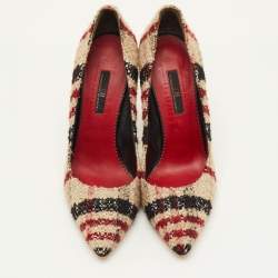 مملوكة مسبقًا CH Carolina Herrera Size 40 Multicolor Check Tweed Pointed Toe Pumps