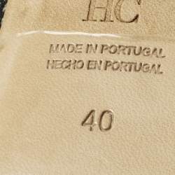 Pre Owned CH Carolina Herrera Size 40 Black Mesh and Suede Slingback Pumps