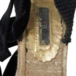مملوكة مسبقًا Carolina Herrera Black Mesh and Fabric Ankle Wrap Espadrille Sandals Size 40