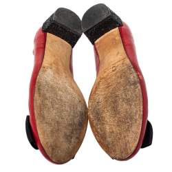 Pre Owned حذاء بالرينا سي أتش كارولينا هيريرا فيونكة جلد أسود/ أحمر مقاس 41