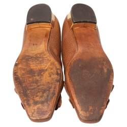 Pre Owned CH Carolina Herrera Brown Logo Embellished Fringe Detail Loafers Size 41