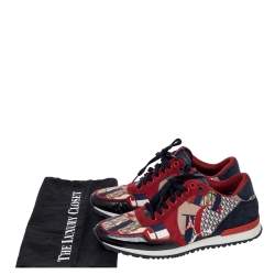 Pre Owned CH Carolina Herrera Multicolor CH Logo Print Fabric And Suede Low Top Sneakers Size 40