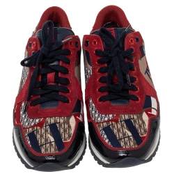 Pre Owned CH Carolina Herrera Multicolor CH Logo Print Fabric And Suede Low Top Sneakers Size 40