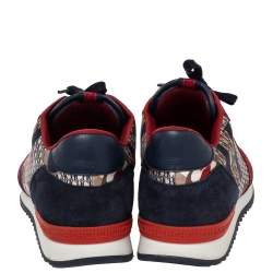 Pre Owned CH Carolina Herrera Multicolor CH Logo Print Fabric And Suede Low Top Sneakers Size 40