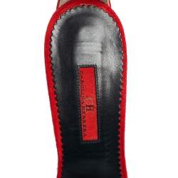 مملوكة مسبقًا CH Carolina Herrera Red PVC and Suede Ankle Strap Sandals Size 37