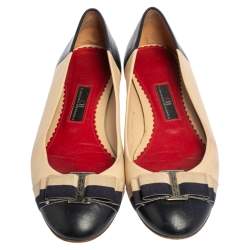 Pre Owned حذاء باليرينا فلات سي أتش كارولينا هيريرا جلد متعدد الألوان مزين فيونكه مقاس 37