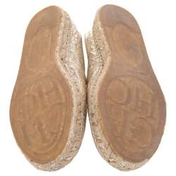 Pre Owned حذاء فلات سي أتش كارولينا هيريرا إسبادريل جلد ذهبي ميتاليك مقاس 40