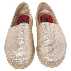 Pre Owned حذاء فلات سي أتش كارولينا هيريرا إسبادريل جلد ذهبي ميتاليك مقاس 40